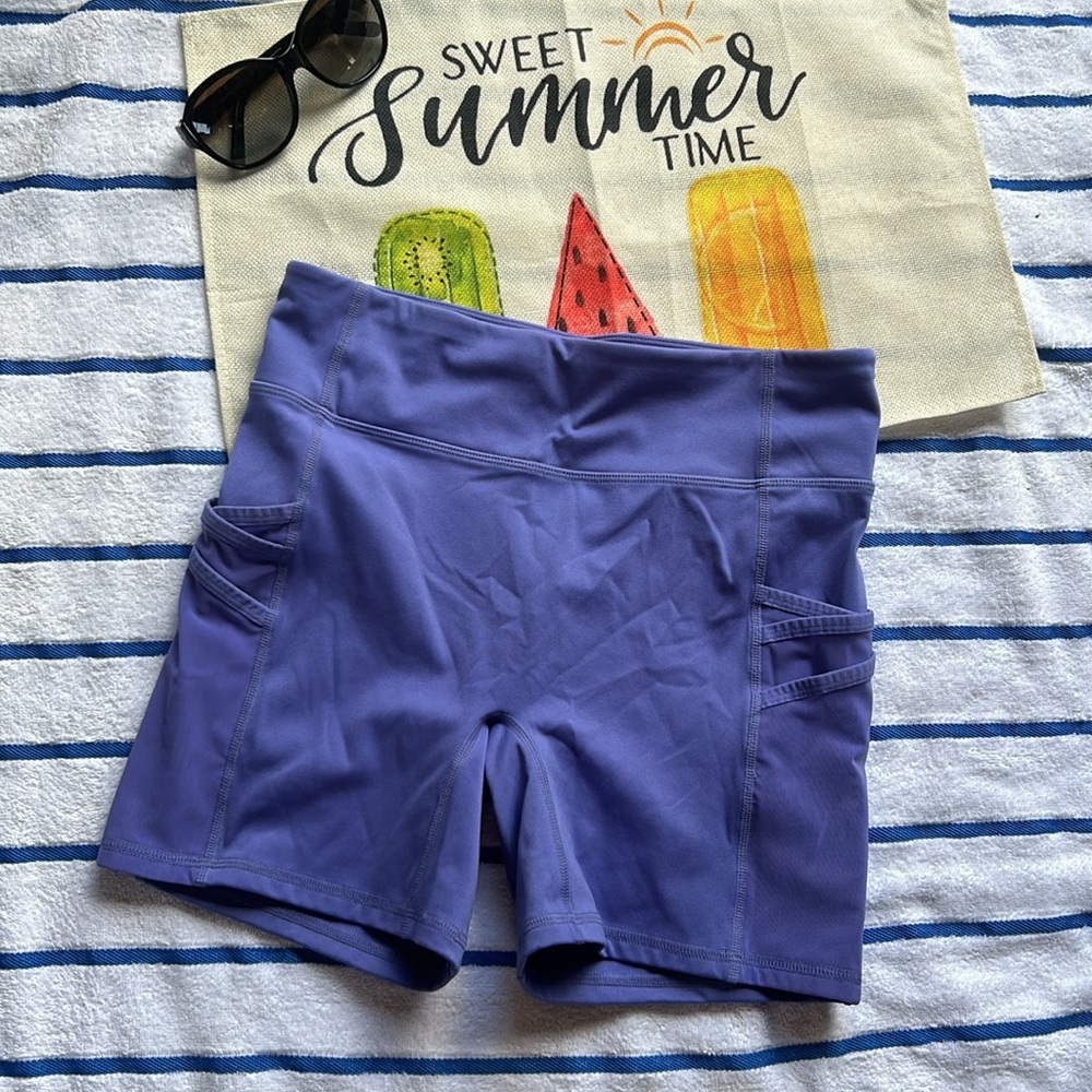 Fabletics Purple Bike Shorts with Stretchy Fabric - Picture 2 of 6
